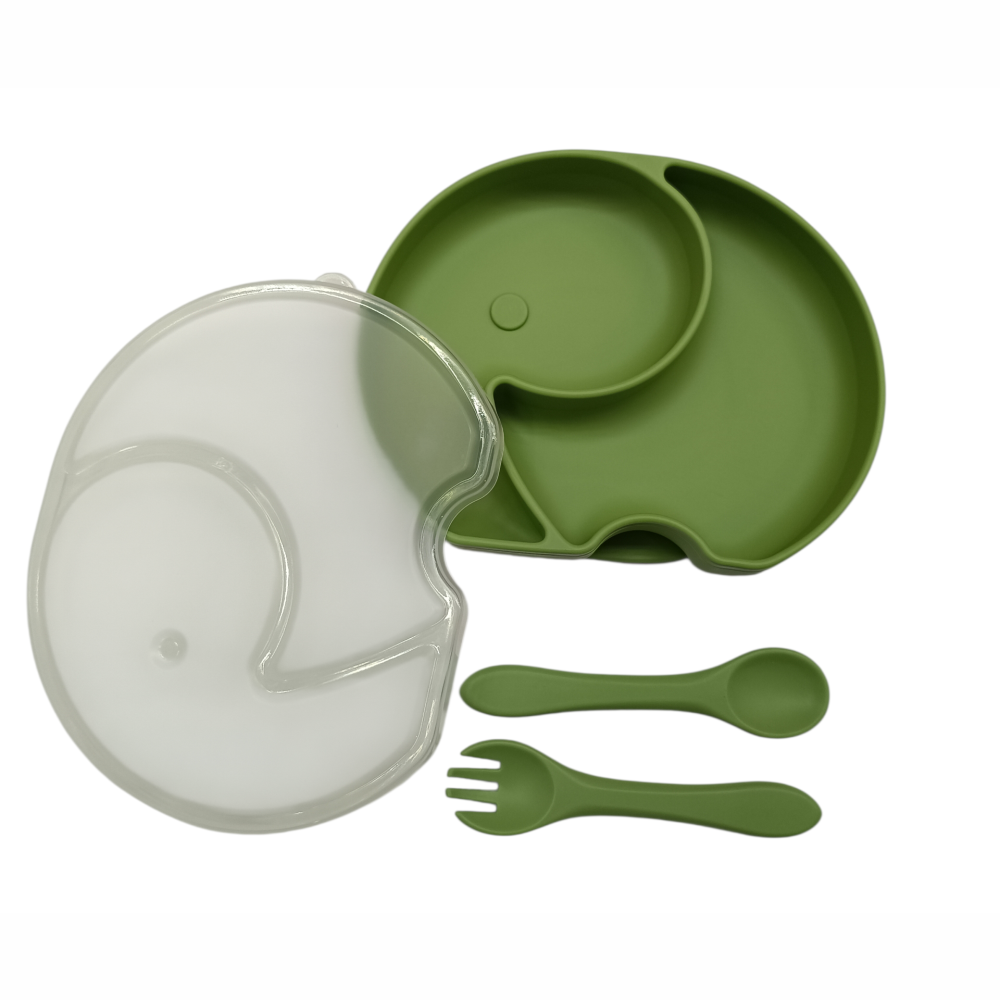 SET CUBIERTOS DE SILICONA ELEFANTE CON VENTOSA