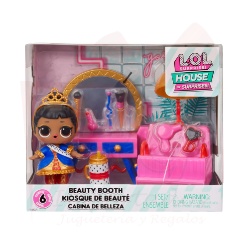 LOL Surprise Beauty Booth Playset con muñeca coleccionable de Su Majestad y 8 sorpresas